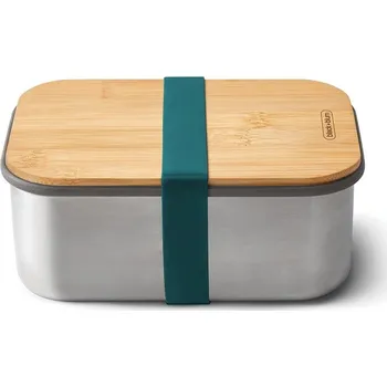 Dětské zboží Nerezový svačinový box s bambusovým víkem, 1,25l, Black+Blum, tyrkysový