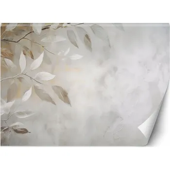 Fototapeta Fototapeta, Větve v boho stylu béžové listy beton 350x245