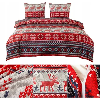 Povlečení Vánoční Povlečení 160x200 3 Č., povlaky na polštáře 70x80 hladké, Eusebia Home, norský vzor