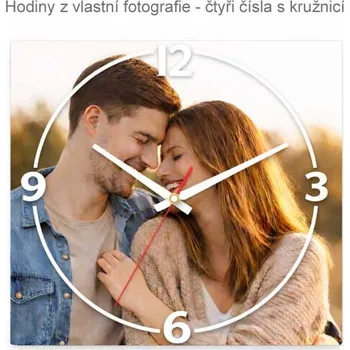 Hodiny Hodiny z vlastní fotografie – 4 čísla s kružnicí - 20x20 cm / Plast / Klasický