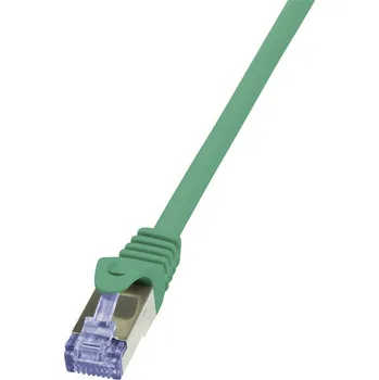 Datový kabel LogiLink CQ3045S RJ45 síťové kabely, propojovací kabely CAT 6A S/FTP 1.50 m zelená samozhášecí, s ochranou 1 ks