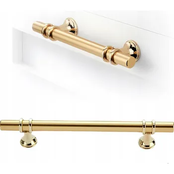 Nábytkové kování NÁBYTKOVÁ ÚCHYTKA RELINGOVÝ KOVOVÝ ÚCHYT NA SKŘÍŇKU ZÁSUVKY ZLATÝ LESK VRUTY 128mm