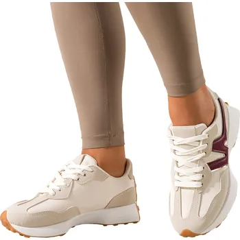 Dámské tenisky TENISKY Béžové Dámské SPORTOVNÍ Platforma Bordó Vložky Šněrovací vel. 38