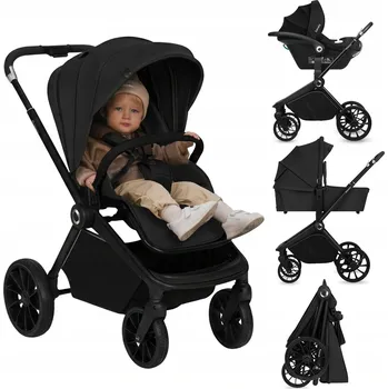 Kočárek Sportovní kočárek gondola autosedačka LIONELO LO-MIKA PLUS 3IN1 BLACK ONYX