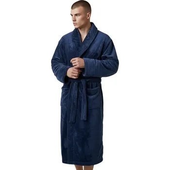 Pánský modrý mikroplyšový župan 03 Barva: Modrá, Velikost: 3XL