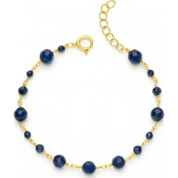 Náramek POZLACENÝ NÁRAMEK SAFÍROVÝ STŘÍBRO 925 TMAVĚ MODRÉ KAMENY ELEGANTNÍ