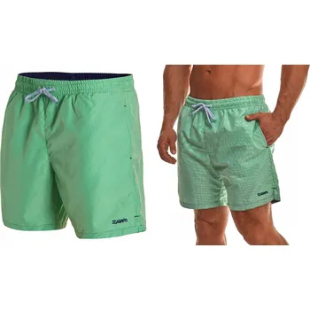 Pánské kraťasy Kraťasy Zagano, zelená mřížka, L, polyamid s výšivkou