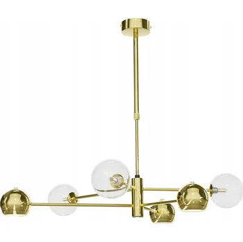 Lustr MOKA Zlatý Transparentní Skleněná Stínidla 3xG9 3xGU10 Závěsné Svítidlo