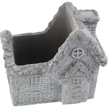 Květináč Betonový květináč ve tvaru domku,&nbsp;17 × 11 × 16 cm