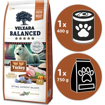 Krmivo pro psa Velxara Balanced Dog Senior Turkey Mono & Rice 12 kg + DÁRKY VELXARA