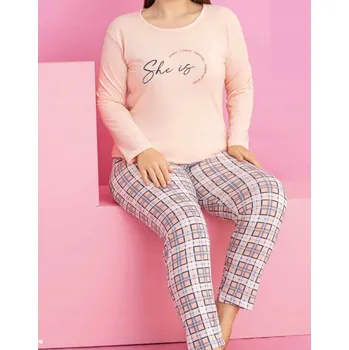 Dámské pyžamo Dámské pyžamo Rinda bavlna oranžové velikost 3XL