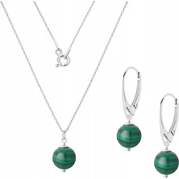 Souprava šperků Stříbrná souprava šperků s přírodním malachitem stříbro 925