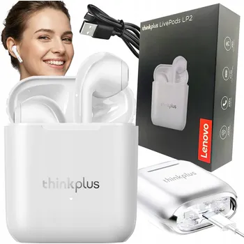 Sluchátka Bezdrátová sluchátka do uší bluetooth voděodolná bílá Lenovo LP2 Pro