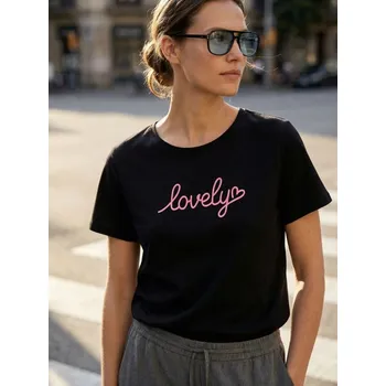 Dámské tričko Sinsay - Bavlněné tričko s nápisem - černá - 000HB-99M - 000HB-99M-S