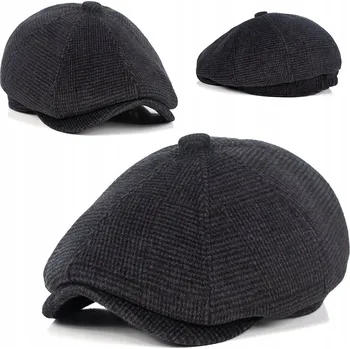 Čepice Černá Pánská Vlněná Čepice Kaszkiet Peaky Blinders 55-57cm L
