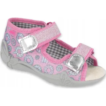 Chlapecké bačkory Befado dětské papuče na suchý zip, růžové, velikost 23