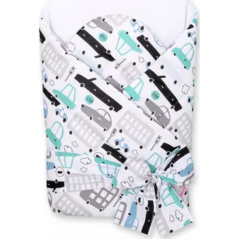 Zavinovačka Zavinovačka pro miminka vyztužená s vázáním - autíčka šedo-tyrkysová