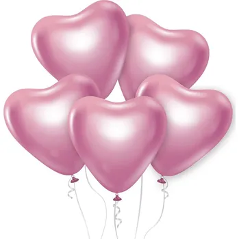 Balónek Paper Design Balónky srdce platinově růžové 6ks