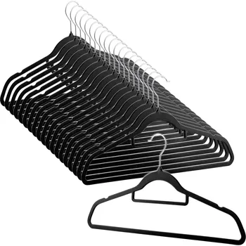 Organizér oblečení Massido MS-859 Velurová ramínka na oblečení, 20 ks, černá