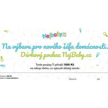 Dárkový potravinový koš Tištěný dárkový poukaz Nejbaby "Na výbavu nového šéfa domácnosti" 1000 Kč