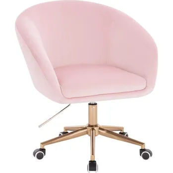 LuxuryForm DESIGN Židle VENICE VELUR na zlaté podstavě s kolečky - růžová