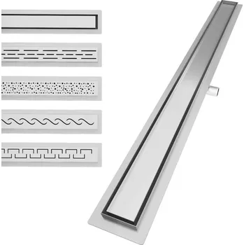 Sada koupelnových doplňků Aquamarin Sprchový podlahový žlab hladký, 140 cm