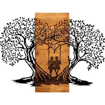 Nástěnná kovová dekorace, 76 cm, dřevo - A MOB