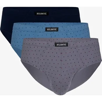 Slipy Atlantic Pánské slipy Bavlna 3MP-146 Černá/Šedá/Modrá L