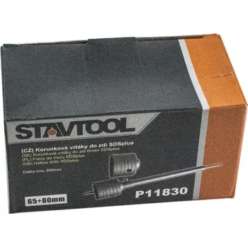 Závitořezný nástroj STAVTOOL Vykružovací korunka + trn do zdiva SDS-PLUS | 65, 80 mm