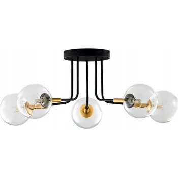 Stropní Svítidlo BURANO Černé Transparentní Skleněná Stínidla 5xG9 Závěsné svítidlo