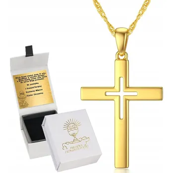 Náhrdelník STŘÍBRNÝ NÁHRDELNÍK KŘÍŽEK KŘÍŽ SVATÉ PŘIJÍMÁNÍ GRAVÍROVÁNÍ