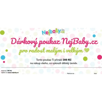Dárkový potravinový koš Tištěný dárkový poukaz Nejbaby "pro radost malým i velkým" 300 Kč