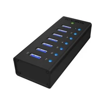 USB hub Rozbočovač USB IB-AC618, standard: USB 3.0 USB, počet portů USB: 7 Adaptér, typ USB: USB A, USB B ICY BOX