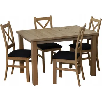 Jídelní set Jídelní set: stůl do kuchyně 120x80 cm a 4 židle, model M0017-4, dub Artisan