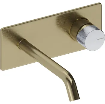Vodovodní baterie Sanycces Loop - Umyvadlová nástěnná baterie, výtok 18 cm 19x19x10,2 cm, brushed gold/chrome MEN011S18BGCR