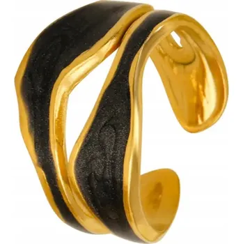 Prsten Zlatý Prstýnek s organickým smaltem, elegantní stylový, nerezová Ocel