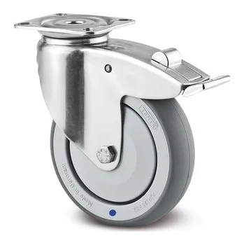 Pojezdové kolečko TENTE KOLEČKA Kolečko z nerezové oceli 125mm, s brzdou, plotýnka, 7477PJC125P50