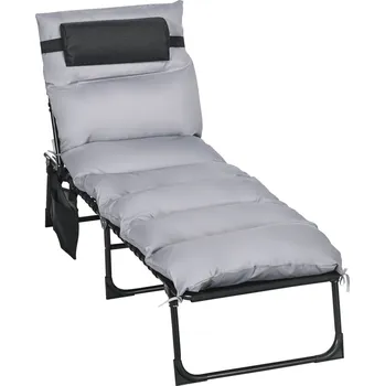 Zahradní lehátko Skládací lehátko 58 x 189 x 32 cm | světlé šedé