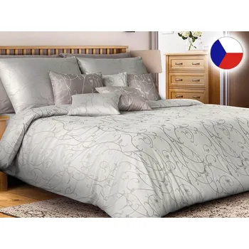 Povlečení Damaškové povlečení EXCELLENT 70x90, 140x200 ORNELLA Tanec květin hnědošedý