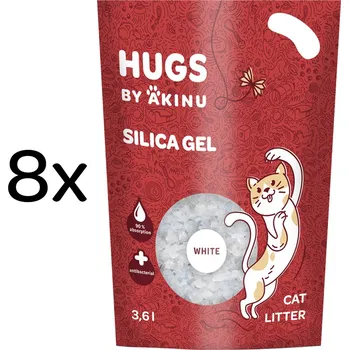 HUGS by Akinu Silika gel bílý stelivo pro kočky 8 x 3,6 l