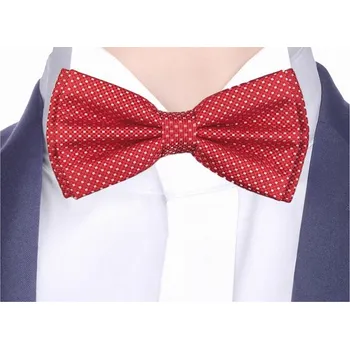 Motýlek KLASICKÁ S TEČKAMI + KRABIČKA Motýlek 12x6cm Motýlek ke Košili Červený mz08C