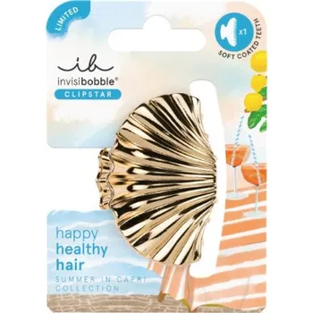 Ozdoba do vlasů Invisibobble Clipstatr M Sic Riviera Glam středně velký skřipec ve tvaru zlaté mušle 1 ks, Riviera Glam