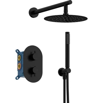 Sprchový set Sanycces Loop - Termostatický sprchový set, nástěnný 40x52,5x120 cm, black matt TE3001BMK
