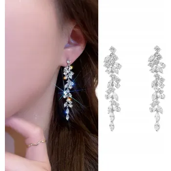 Náušnice Stříbrné Náušnice Bling Nitky Křišťál Visací