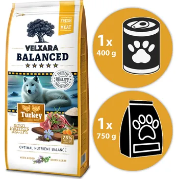 Krmivo pro psa Velxara Balanced Dog Adult Turkey Mono & Rice 12 kg + DÁRKY VELXARA