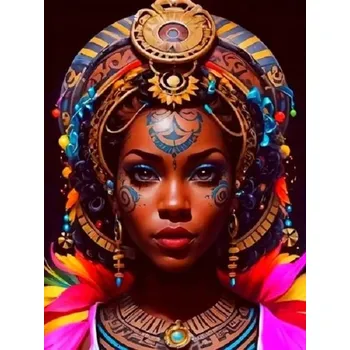 Obraz DIAMANTOVÁ MOZAIKA ŽENA PORTRÉT AFRIČANKY S TETOVÁNÍM 30X40CM 2000172