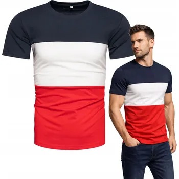 Pánské oblečení Pánské tričko s proužky bez potisku, klasický střih RECEA M