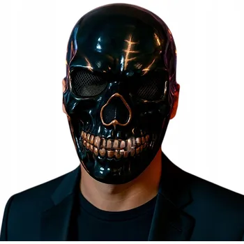 Karnevalová maska MASKA HALLOWEEN LEBKA ČERNÁ NA OBLIČEJ, KOSTRA KARNEVAL