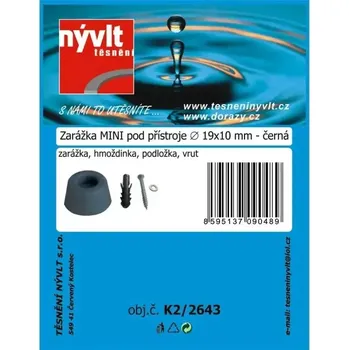 Těsnění do okna a dveří K2/2643 SADA zarážka MINI 19x10 hmoždinka, šroub černá
