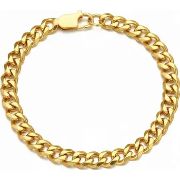 Náramek Pánský náramek pozlacený pancéřový vzor ocel chirurgická 316L 6 mm 21 cm